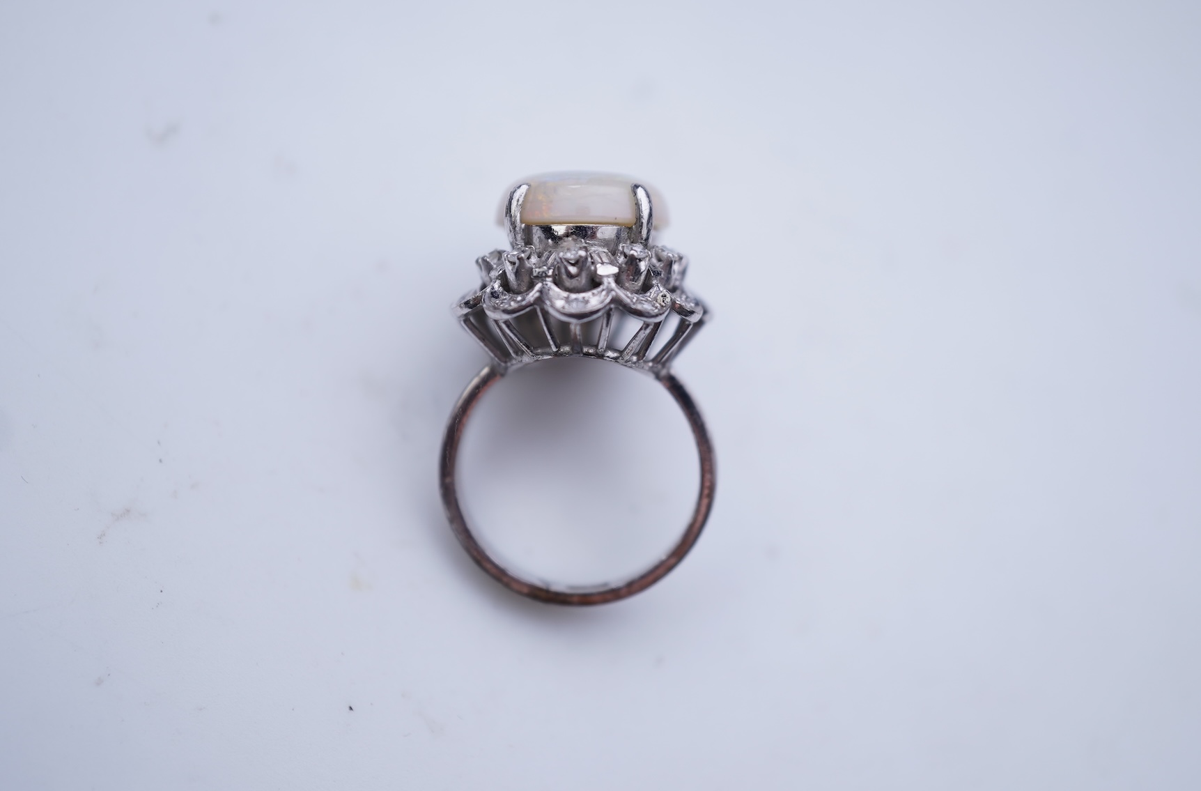 An opal and diamond cluster ring